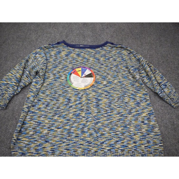 Jones New York Sport Sweater Women's Plus Size 1X Yellow Blue Blended Pattern - Picture 2 of 7